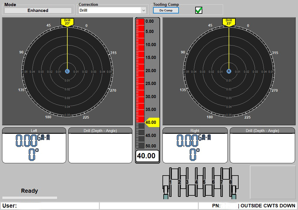 Balancing machine software screen