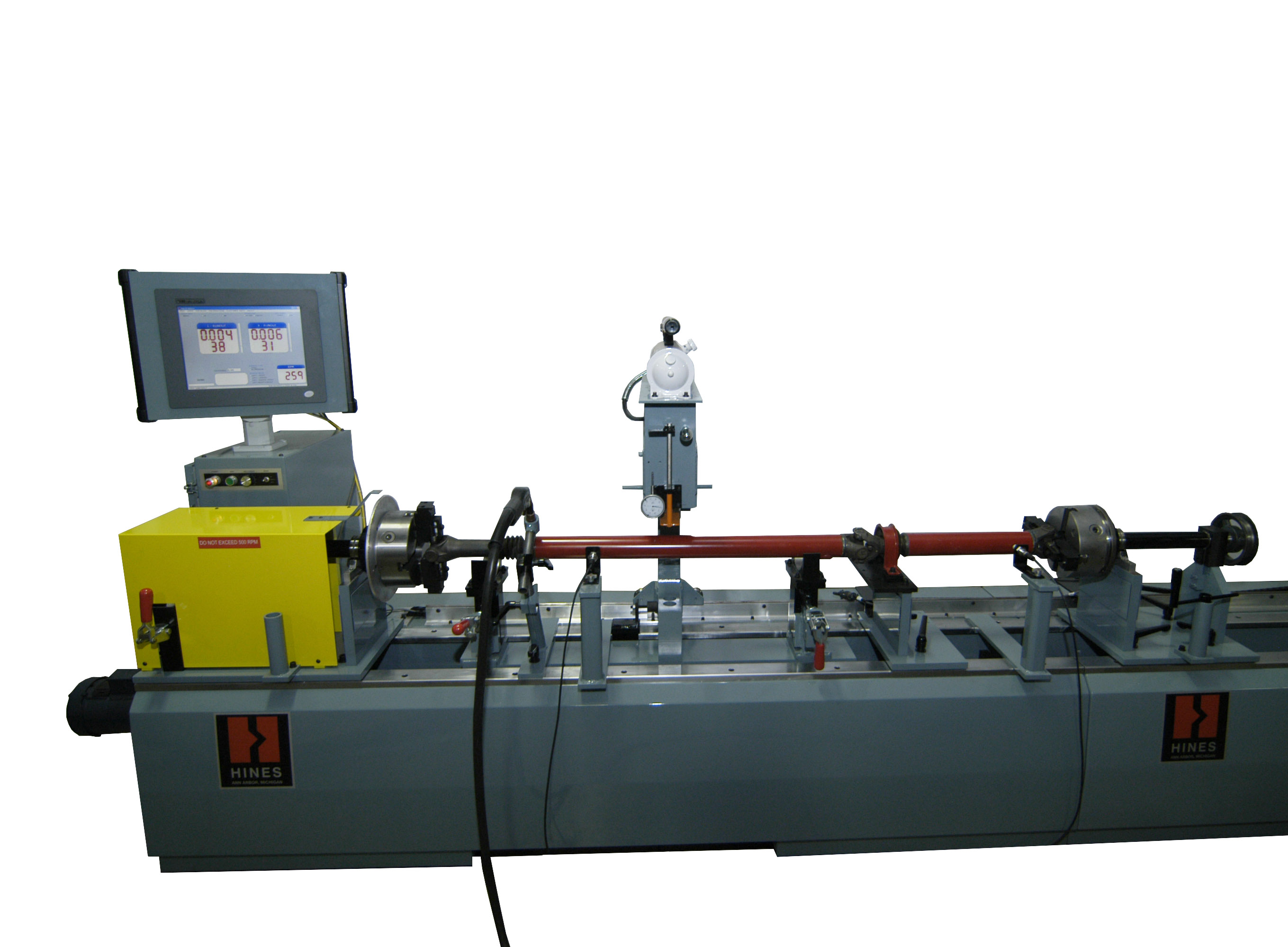 driveshaft balancing machine with straightening press